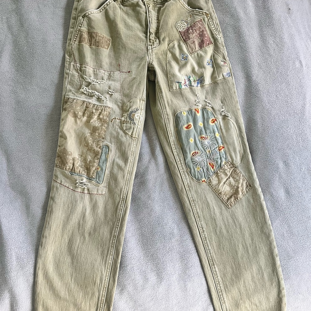 Pilcro green patchwork pants